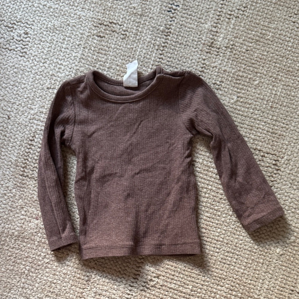 Brown Ribbed Long Sleeve